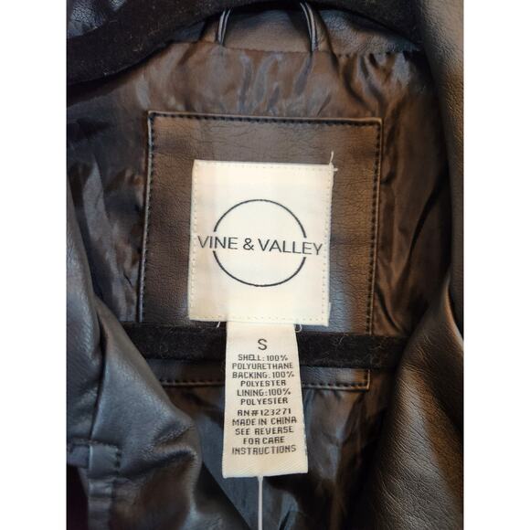 Vine & Valley Womens Black Solid Long Sleeve Leather Motorcycle Jacket Small NWT - Picture 3 of 6